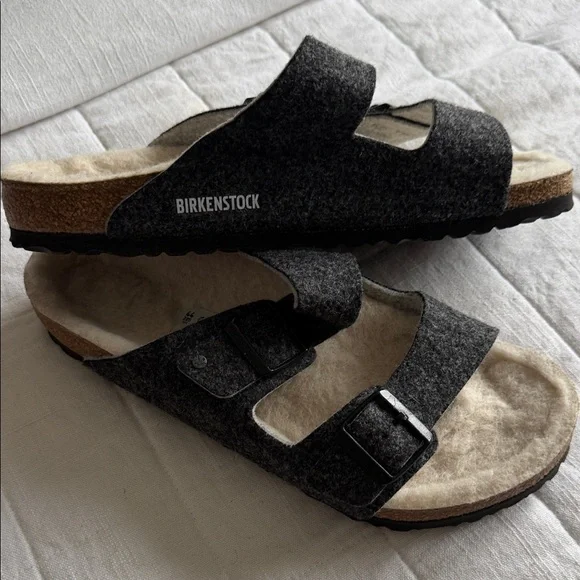Birkenstock Dark Gray Wool Sandals - Picture 3 of 4
